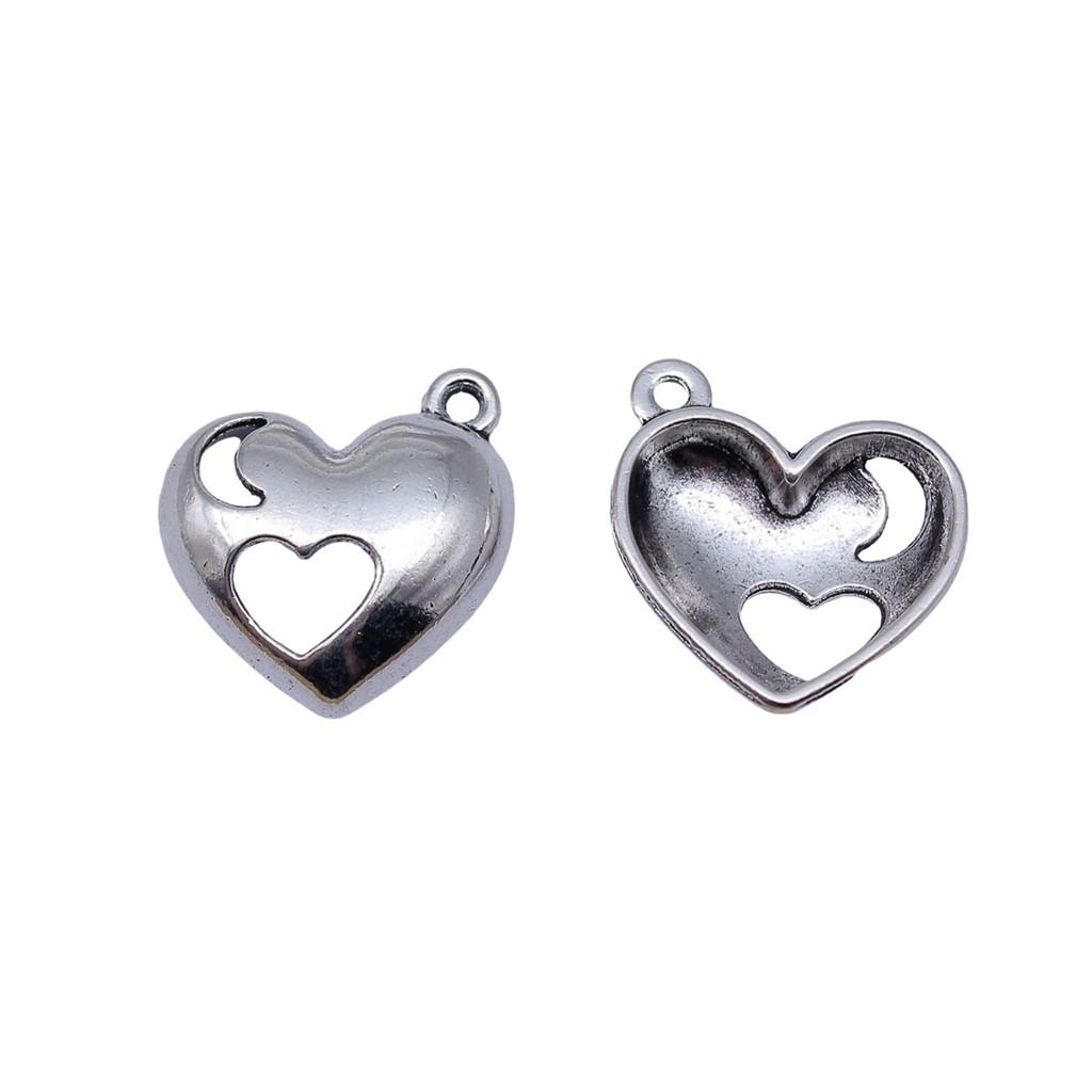 Filigree Heart Charms Antique Alloy Pendants For Vintage Floral Jewelry