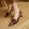 Fashion 2025 New Spring Women Pumps Horsehair Shoes for Women Square Toe Slip-on Shallow Bow-knot Handmade Leopard Print Laides Shoes
