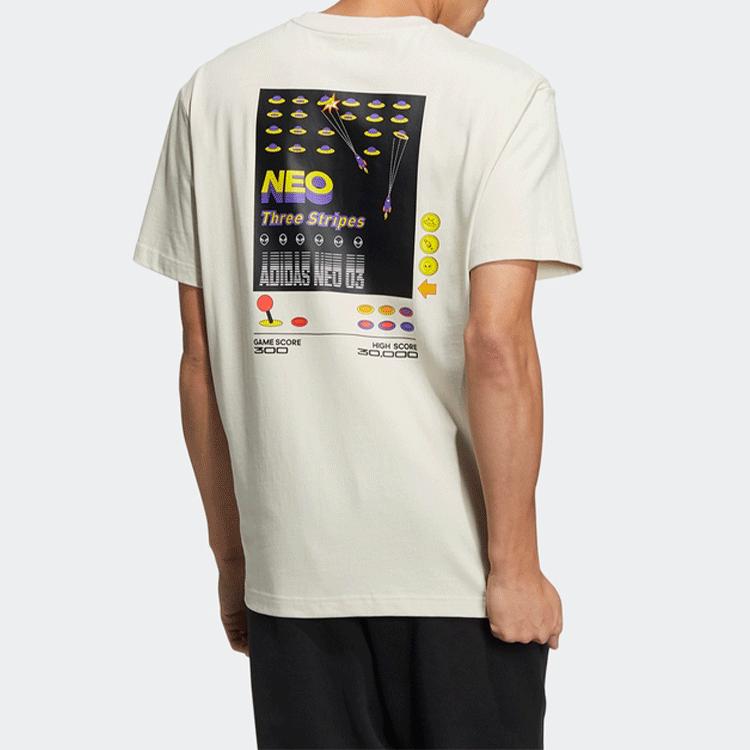 adidas Neo Game Pattern Print Crew Neck T-Shirt Men Tops Alum-Earth-Brown HC9665