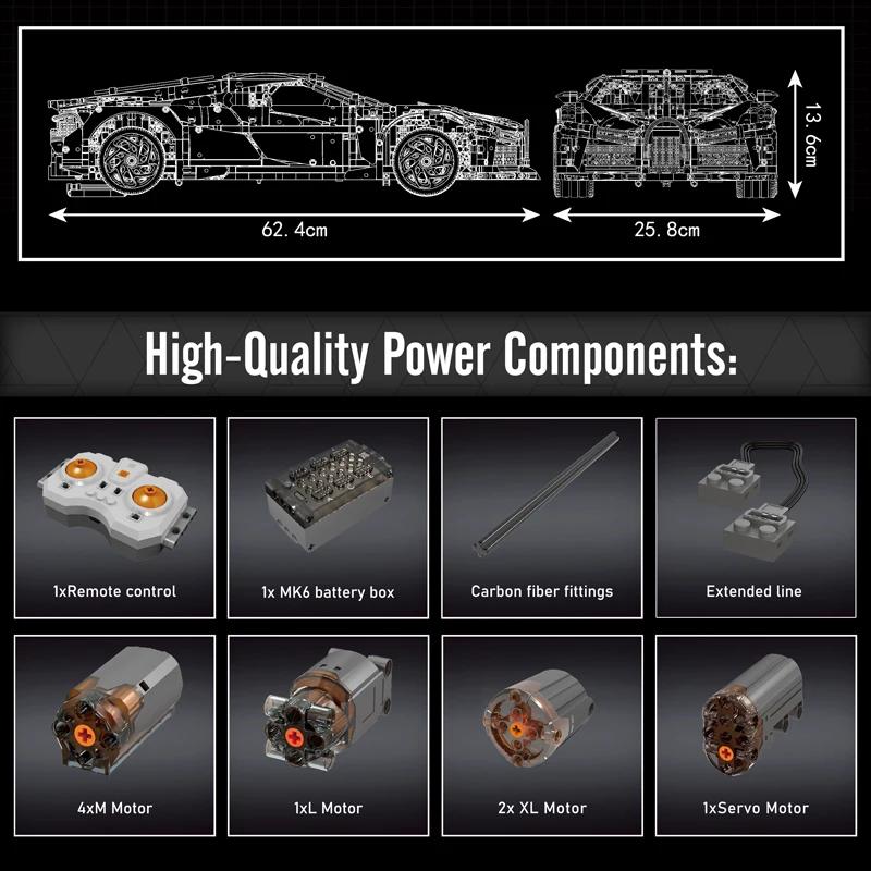 cxjva7 4688PCS Technical RC Car Toys The MOC Black La Voiture Noire Building Block Assembly Sport Car Brick Kids Christmas Gift