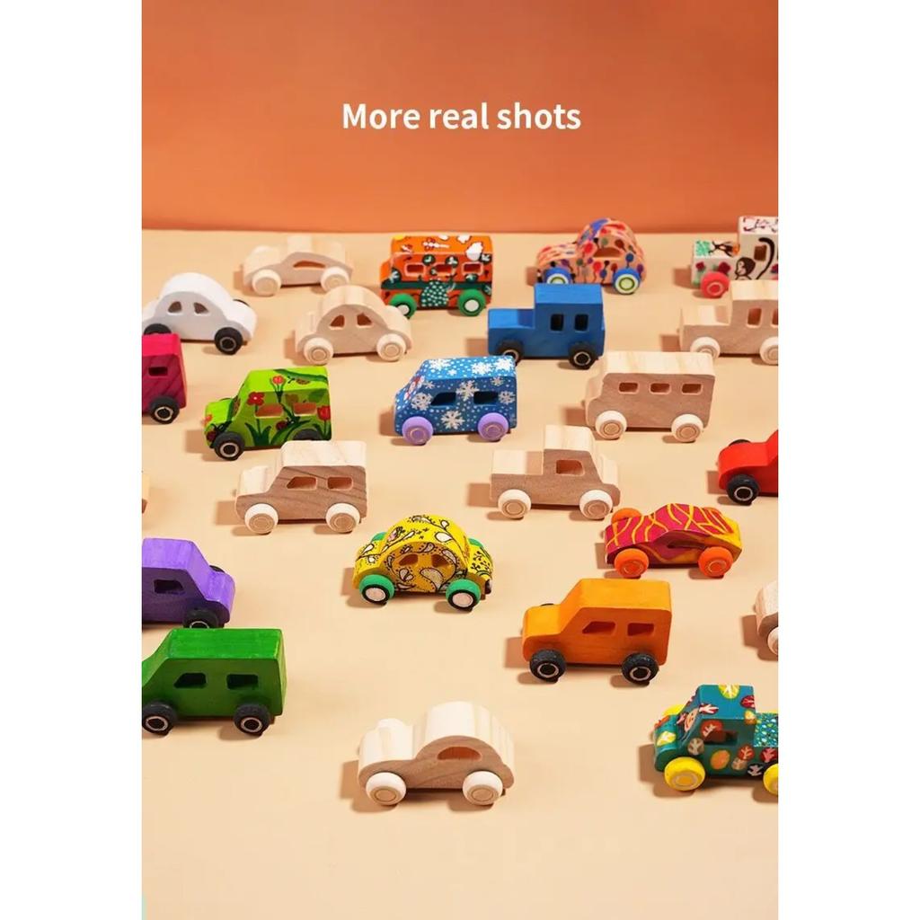 Montessori Holz DIY Auto Spielzeug für Kinder Unbemalte Autos Modell Malen Kritzelkunst Unfertige Bastelarbeiten Vorschul-Lernspielzeug