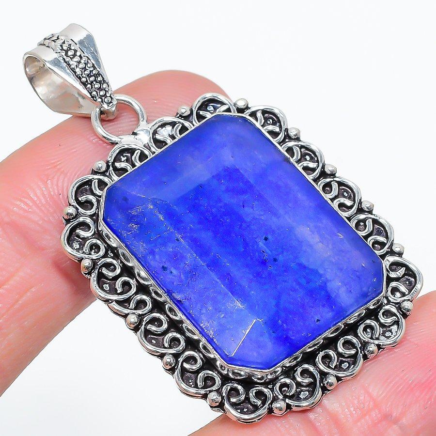 

Sapphire(Simulated) Gemstone Handmade Ethnic Jewelry Pendant 1.97 VR-1999
