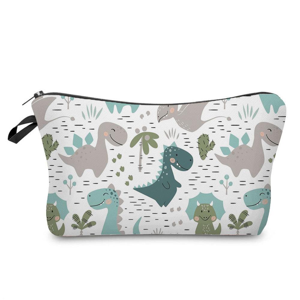Women Dinosaur Print Cosmetic Bag Toiletries Organize Travel Storage Case