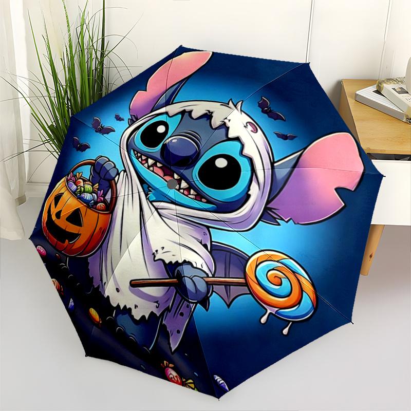 1pc Halloween Stitch Pattern Cartoon Umbrella, Fashionable, Personalized, High-Value Folding Umbrella, a Must-Have for Summer, 8-Rib Durable