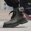 New Men's High Top Leather Shoes Trendy Fashion Designer Styles Daily Office Outdoor Leisure Party Motorcycle Men's Black Boots