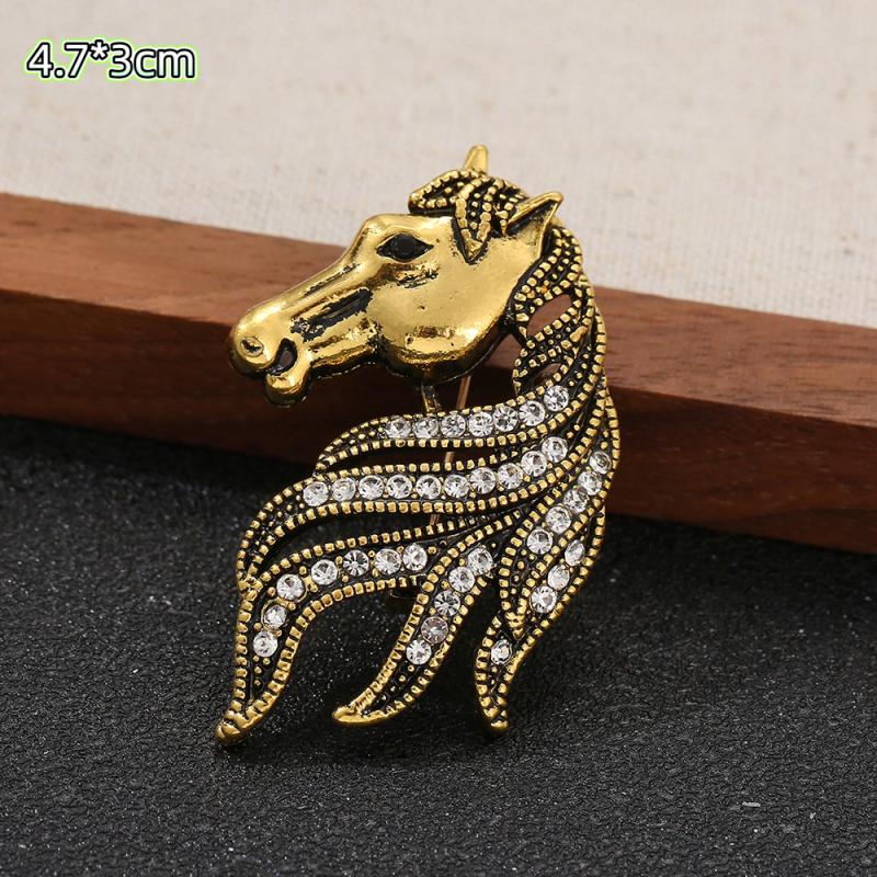 Vintage Court Style Enamel Galloping War Horse Brooches Pins For Women Clothing Accessories Men Fashion Suit Lapel Corsage