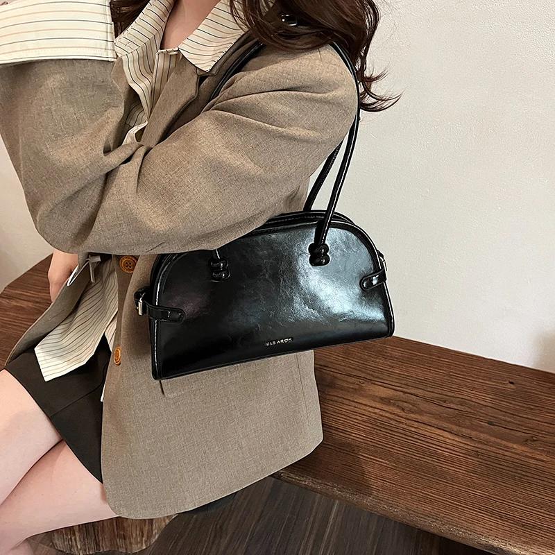 Luxury Shiny PU Shell Shoulder Bags Solid Zipper Grace High-quality Travel Bags for Women Fashion