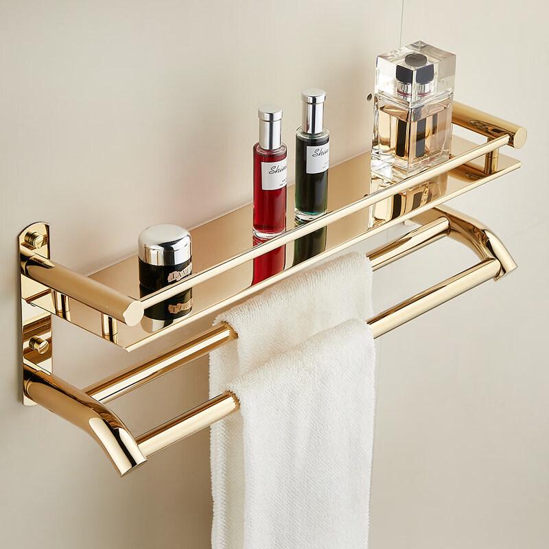Stainless Steel Wall-Mounted Storage Rack with Towel Bar