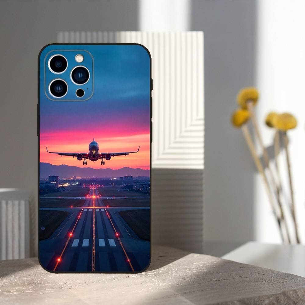 

Airplane Art Plane Phone Case For iPhone 17,16,15,14,13,12,11,Plus,Pro Max,XS,X,XR,SE,Mini,8,7,Soft Silicone Black iPhone12mini