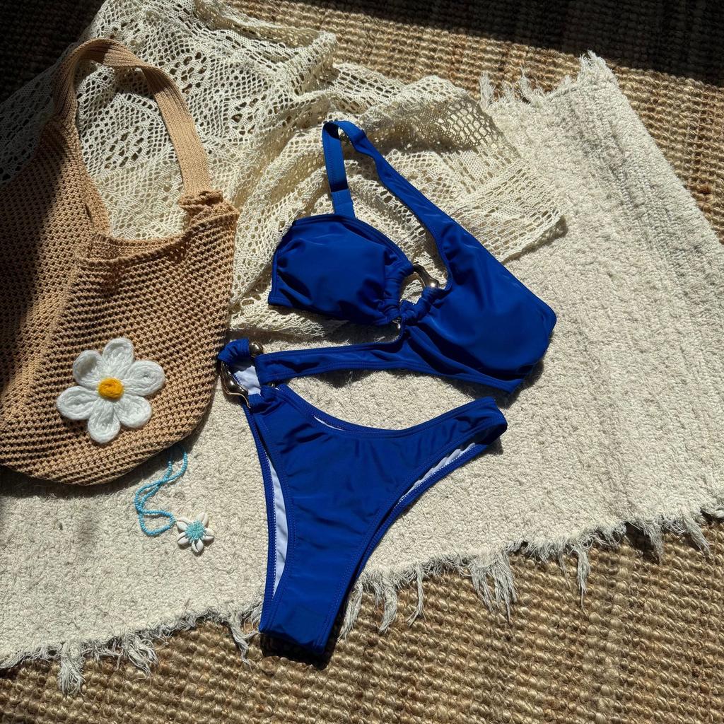 2026 Sexy Hollow Solid Color Special-shaped Accessories New One-piece Swimsuit Swimsuit Bikini