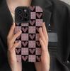 Custodia per telefono quadrata alla moda viola con cuore d'amore in silicone per iPhone 13 12 11 14 15 Pro Max Mini 8 7 Plus X XR XS SE Cover antiurto