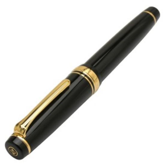 Sailor Professional Gear Gold Fountain Pen Black Medium Nib 11-2036-420 with Converter