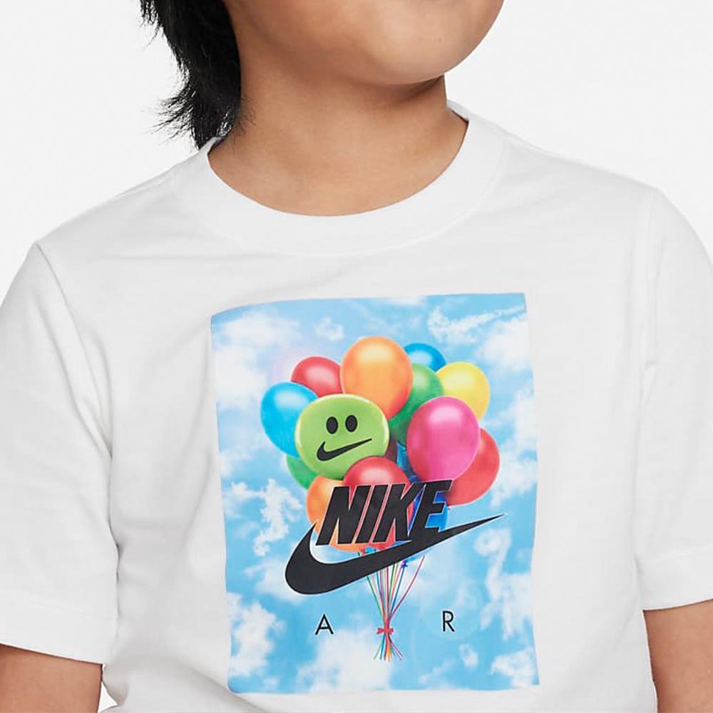 Nike Letter Pattern Printed Graphic Neck Short Sleeve T-Shirt Kids Tops White FD2664-100
