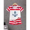 Boys Design New Sailor Pattern Anchor Element Casual Sports Outdoor Versatile Short Sleeved Shirt