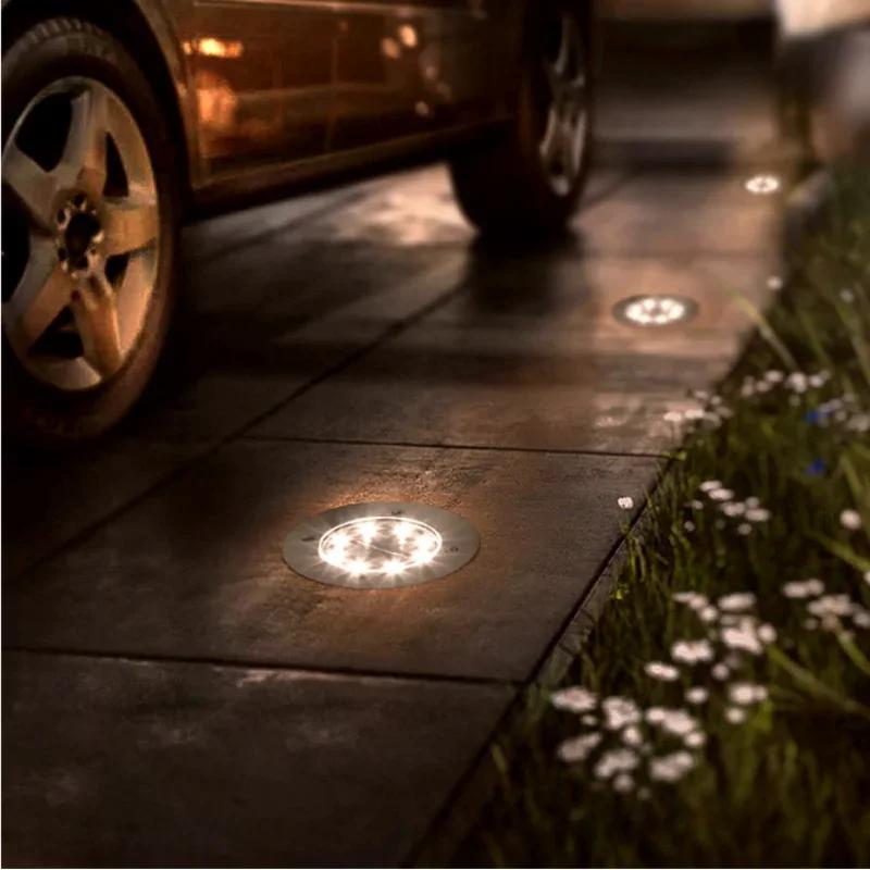 1/4 Stück/Los Außenbeleuchtung Solarbetriebenes Panel 8 LED Bodenleuchten Terrassenlicht LED Untergrundleuchte Gartenweg Strahler