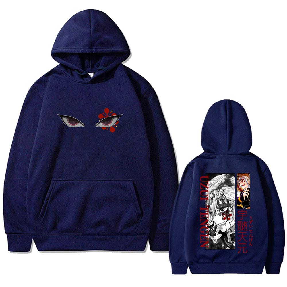 Anime Demon Slayer Uzui Tengen Eyes Graphic Print Hoodie Men Women Casual Oversized Pullover Male Vintage Fleece Hoodies