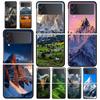 Phone Case for Samsung Galaxy Z Flip 3 4 5 6 7 Folding Shell For Samsung Z Flip4 Flip5 PC Hard Cover Mountain Peaks Landscape