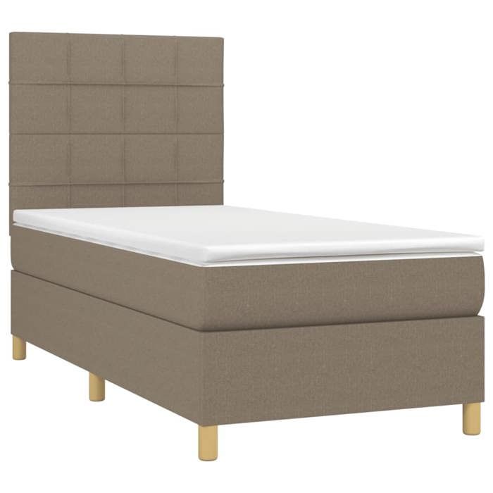 Maison Exclusive - Sommier à lattes de lit et matelas et LED Taupe 90x200 cm Tissu