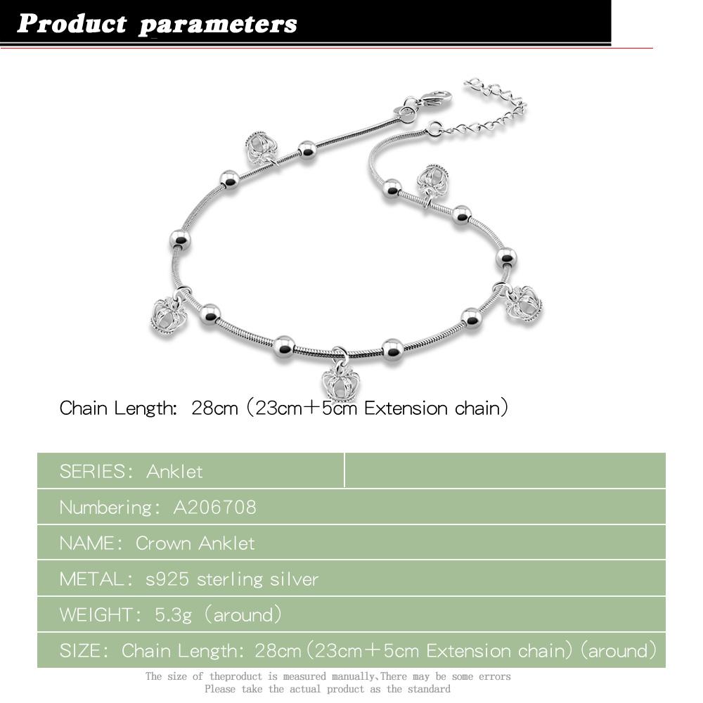 Sommer Mode Krone Fußkettchen Für Frauen Fuß Schmuck 100 %925 Sterling Silber Füße Kette Freundschaft Geschenke Bein Armbänder