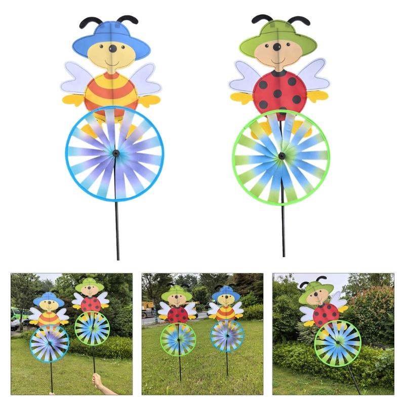 Bunte drehende Vogelscheuche Windmühle Outdoor-Dekoration Kunststoff Stoff Konstruktion Für Rasen Terrassen Landschaftsdekoration