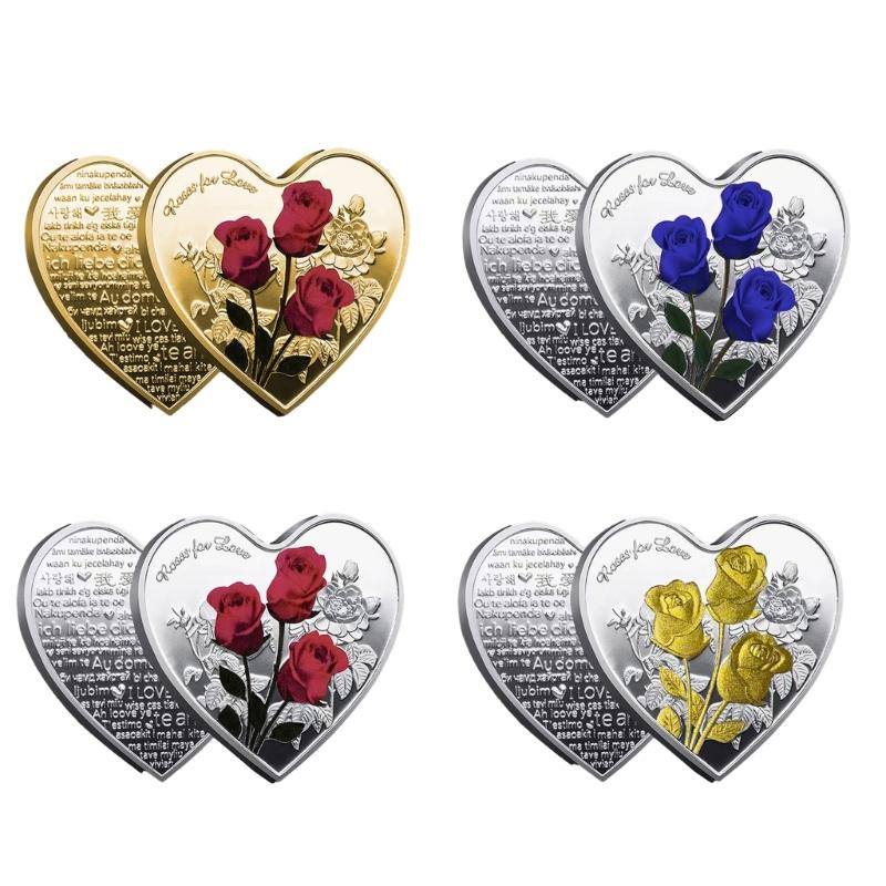 Einzigartige herzförmige Metallmünzen Symbolische Liebe Sammlerstücke Hochzeitsdekoration Valentinstag Jubiläumsgeschenk Münzen