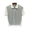 Light Mature Style Summer Men's Fashion Half Zipper Polo Shirt Short Sleeved Slightly Wide Casual Color Blocked Half Sleeved T-shirt Trendy