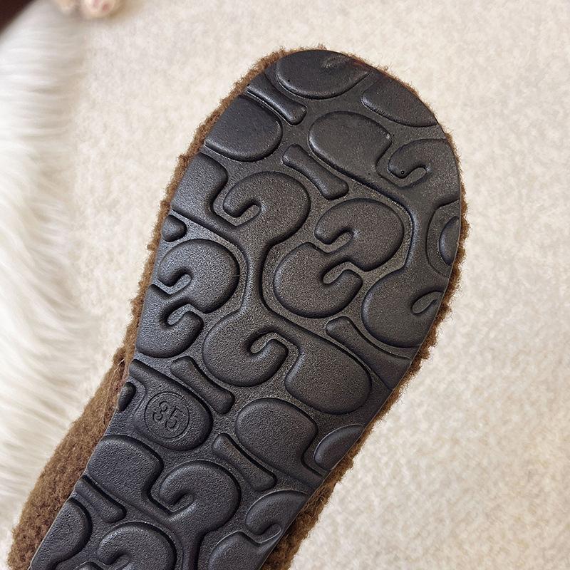 2025 New Winter Soft-soled Mary Jane Fashion Commuter Piled Thickened Warm Flat-soled Cotton Shoes Women's Fluffy Shoes