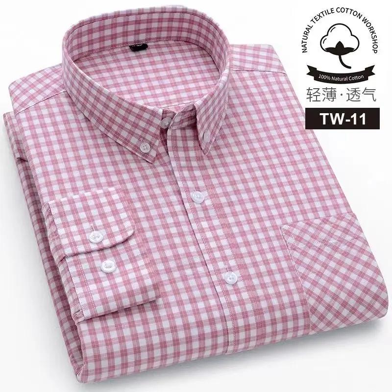 Button Up Shirt Plaid Mens Fashion Clothing Trends 100% Cotton Slim Fit Shirt Men Shirts Longsleeve Shirt for Men Retro Clothes