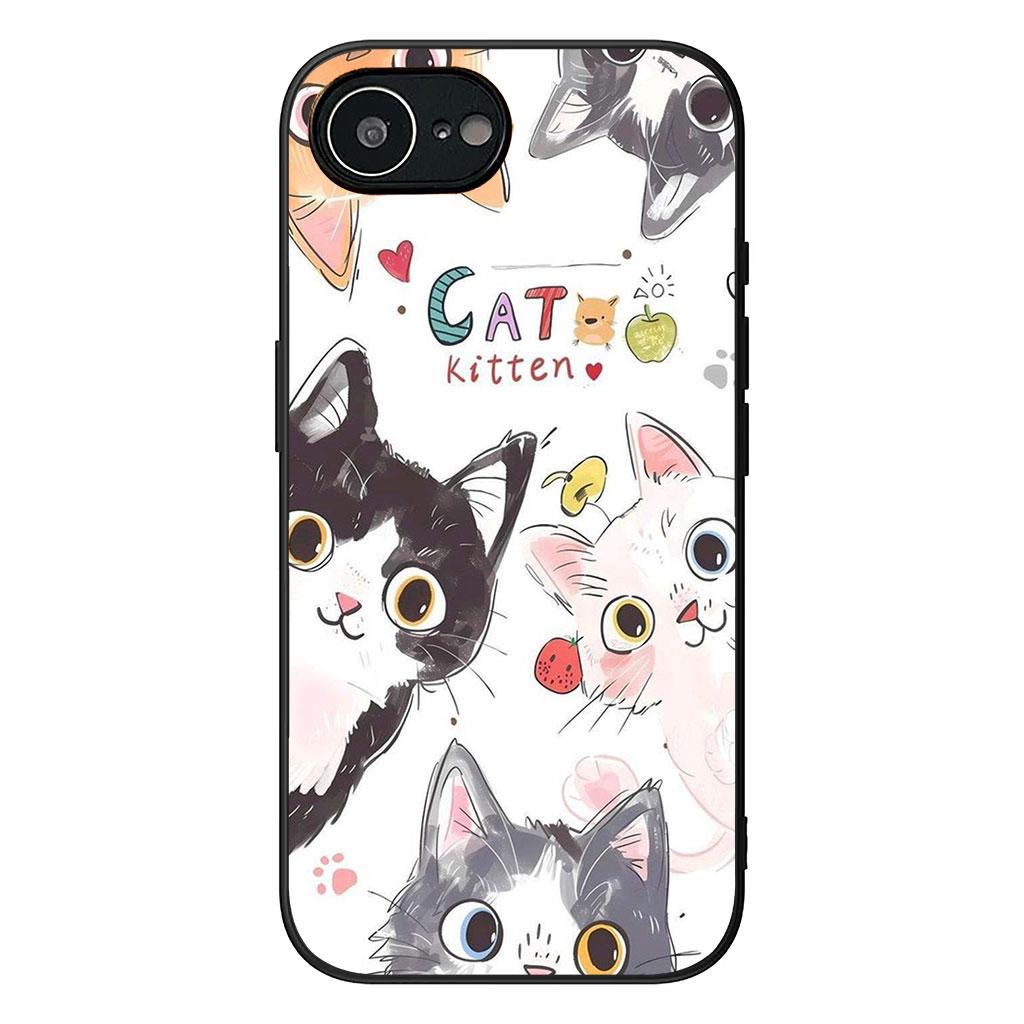 Cartoon Kitten Cat Eyes Lovely Phone Cover for Apple iPhone 16 15 14 Plus 13 12 Mini 17 Pro Max + ProMax 16E Air Case