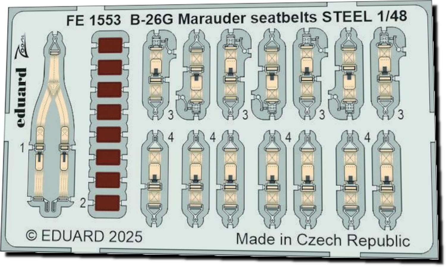 

Eduard 1/48 B-26F Marauder Stainless Steel Seatbelts (for ICM) Plastic Model Kit Parts EDUFE1553 (Airplane)