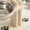 Wooden Pet Feeding Stand with Stainless-Steel Bowls Modern for Kitchen