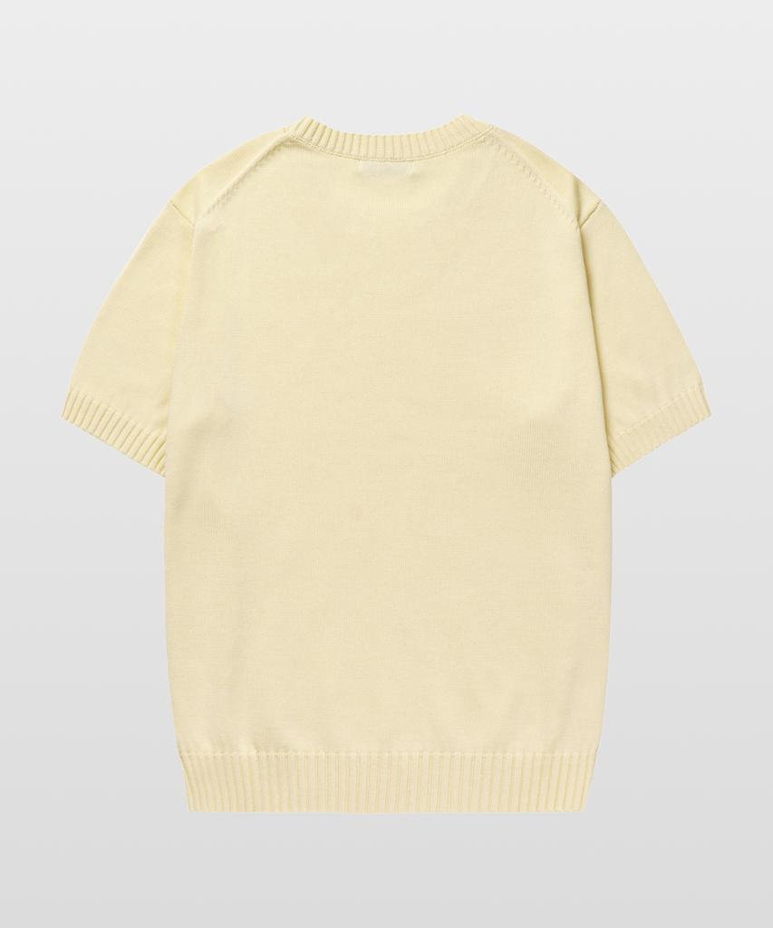 MANNERGRAM 100% Soft Cotton 3-Ply Round Short Sleeve Knit Ivory