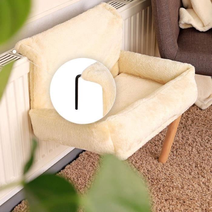 Lionto litière chauffante pour chats avec revêtement en peluche douillet,beige