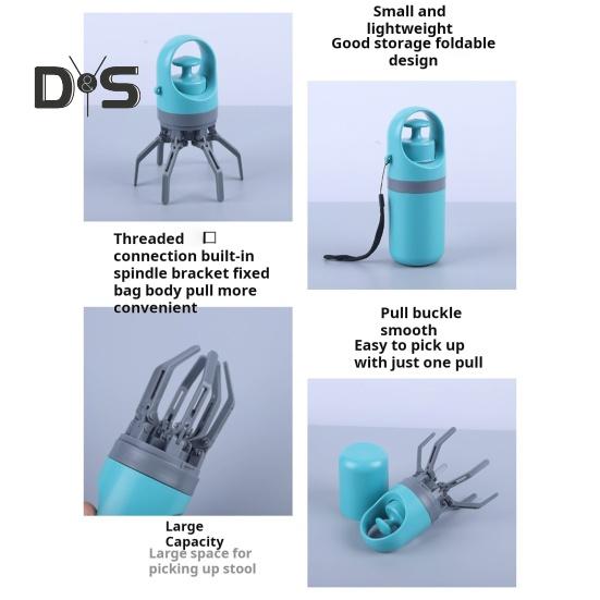 Dog Pooper Scooper with Bag Dispenser Portable Claw Poop Picker No-Touch Dog Waste Pickup Tool for Small Medium Large Dogs