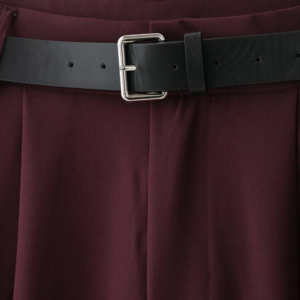 Spring 2025 Women's Wide-Leg Pleated Pants with Belt Decor