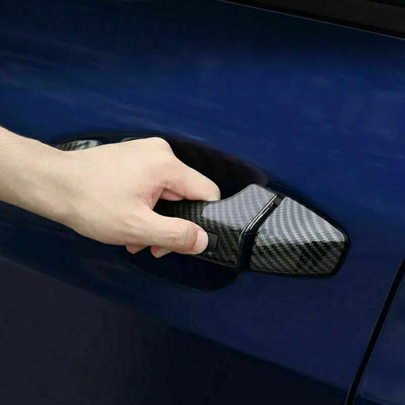 For Kia K5 Optima 2025 2025 2025 LHD Car Carbon Fiber Style Silver Exterior Door Handle Moulding Cover Trim Smart Keyhole Decor