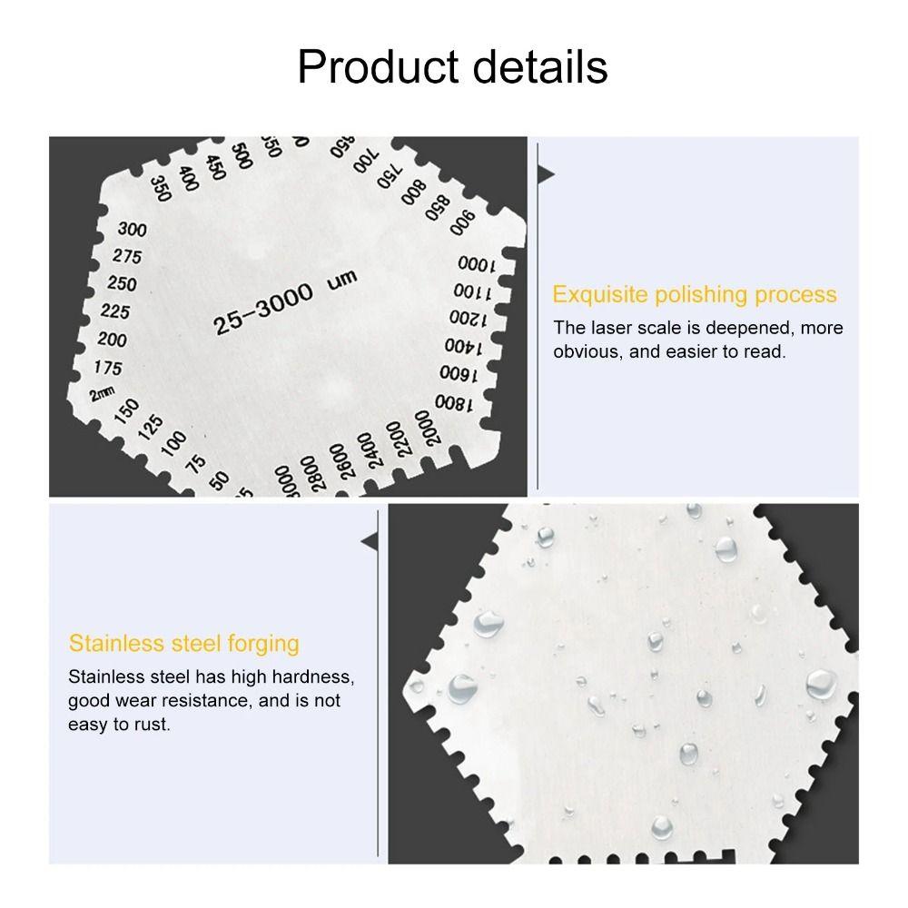 Hexagonal Hexagon Wet Film Comb Paint Coating Width Measuring Instruments  Color Paint