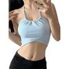 Stripes Halterneck Yoga Clothes Sling Tops Sexy Bandeau