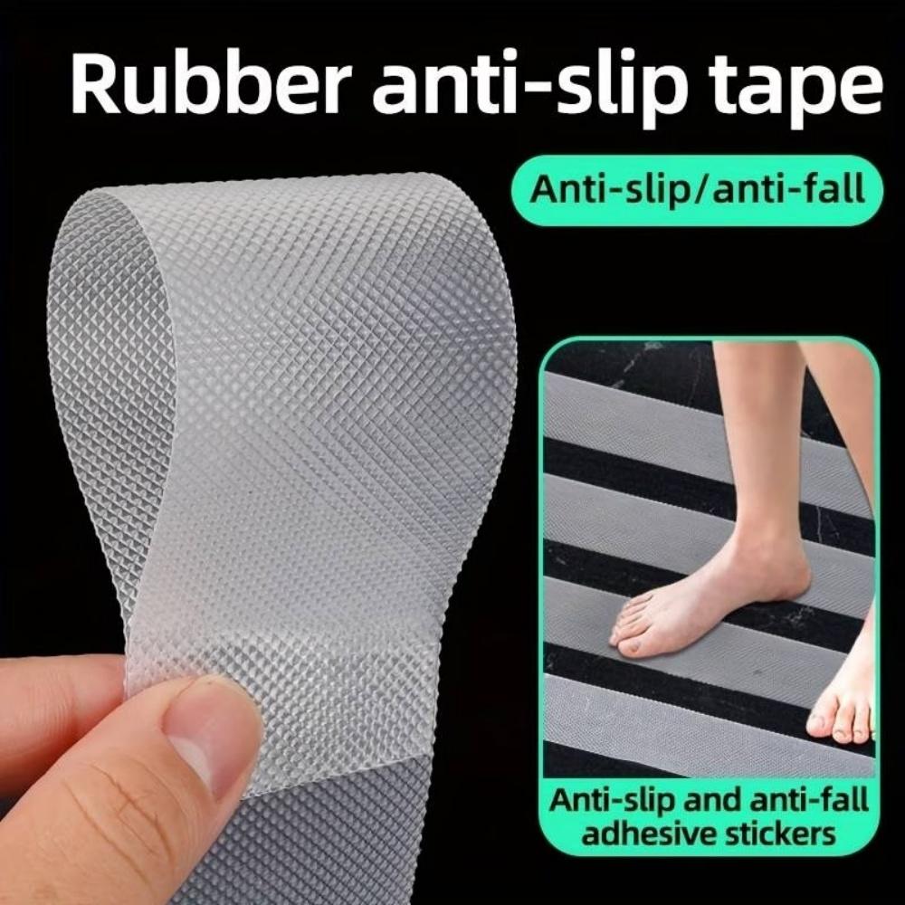 1Roll Anti-Slip Tape, Self-Adhesive Wear-Resistant Non-Skid Transparent Silicone Pad, Grid Pattern Waterproof Anti-Slip Grip