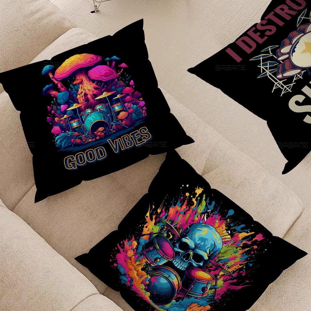 Cool Drum Kit Pillow Cushion Cover Pillowcase Living Room Sofa Home Decor Customized