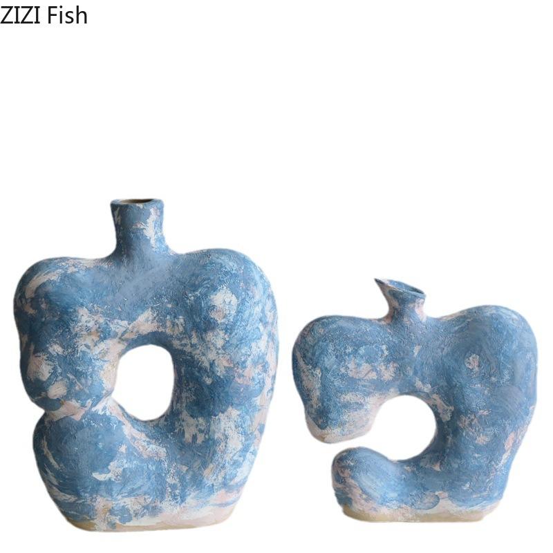 Hollowed Out Apple Ceramic Vase Creative Retro Plant Pot Table Decoration Flowers Arrangement Floral Vases Room Aesthetic Decor