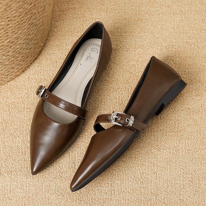 

D6222-86 Huiliya универсальные одинарные туфли женские туфли лето ретро туфли Мэри Джейн туфли на плоской подошве женские 40 коричневый