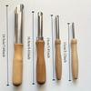 4pcs Solid Wood Circular Hole Pottery Sculpting Tools Set Metal Carving Engraving Implements for Clay Modelling Punch Hole