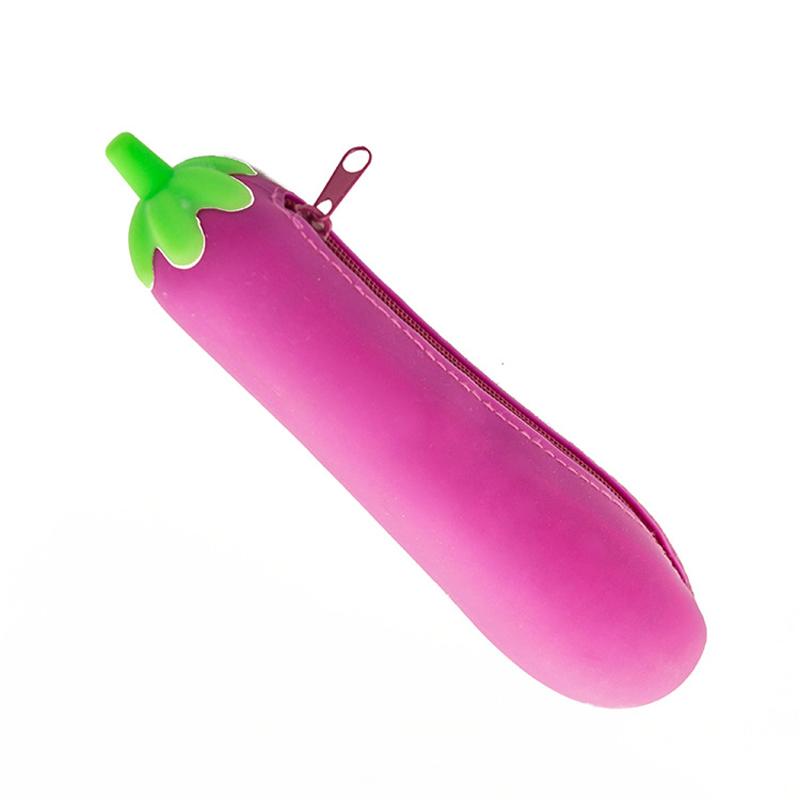Aubergine Siliconen Jelly Etui - Schattige Cartuchera Pennen Etui voor Kinderen, Student Schoolbenodigdheden Opbergdoos