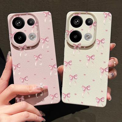 Bowknot Print TPU Soft Leather Texture Case For Xiaomi 13T Pro Poco X6 M6 Redmi Note 14 13 Pro 12 11 Lens Protection Shockproof Matte Slim Phone Cover