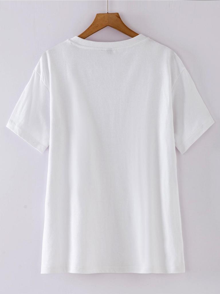 Women's Mother's Day Round Neck Short-Sleeve Top - European & American Style, Free Shipping