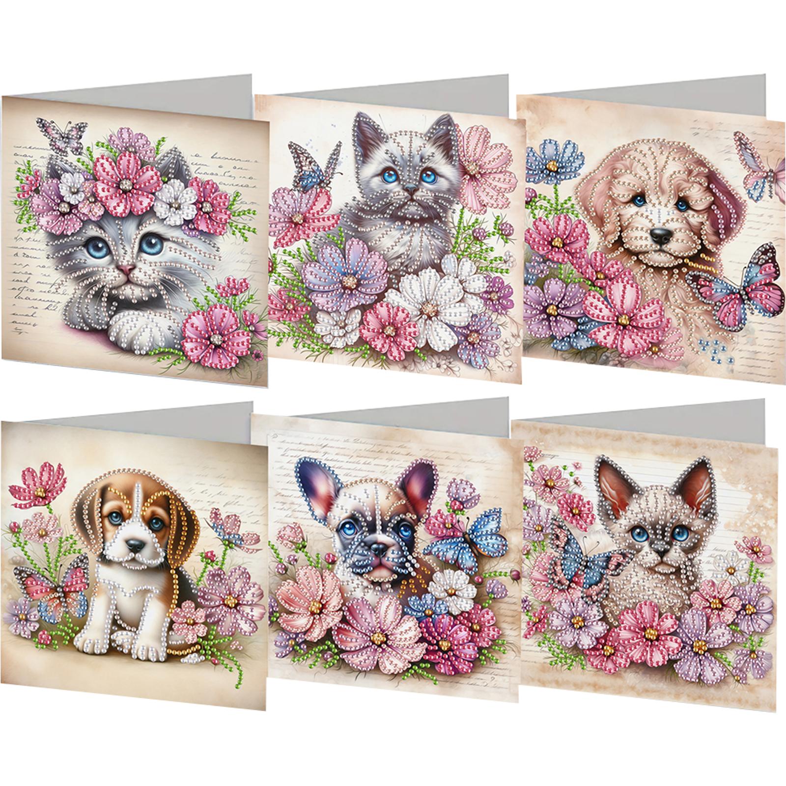 

6PCS DIY Animal Theme Diamond Art Greeting Cards Diamond Art Handmade Cards for Xmas Birthdays Thanksgiving & Special Occasion