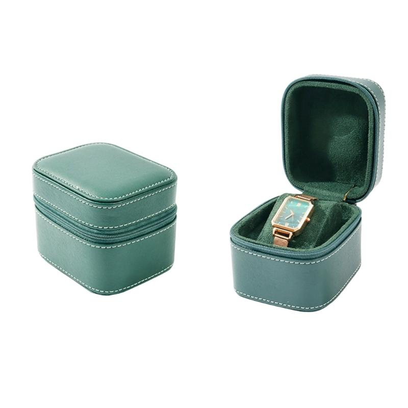 Compact Single Watch Travel Case For Watches And Smartwatches Up To 55mm With PU Leather And Microsuede Interiors