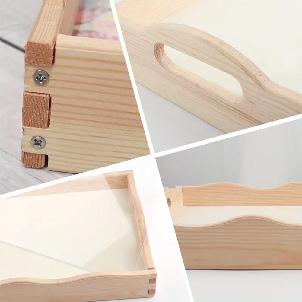 Drewniany talerz obiadowy malowany diamentami DIY Dekoracyjny talerz obiadowy malowany diamentami z uchwytami Dobry na imprezy lub taca na jedzenie do łóżka