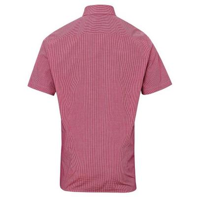 Premier Mens Micro Gingham Check Cotton Short-Sleeved Shirt